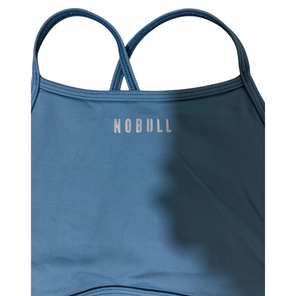 NoBull High Neck Sports Bra Steele Blue Activewear Yoga Women's Size Small - Picture 3 of 11